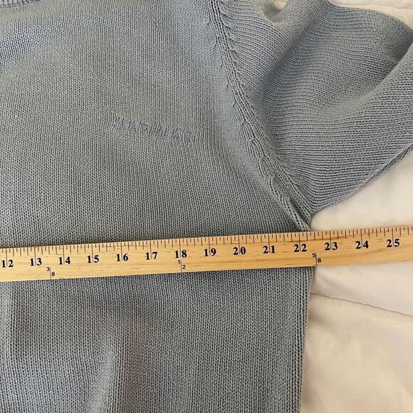 Vintage Naf Naf sweatshirt 90s blue with embroidered spellout Sz Large - Picture 7 of 7